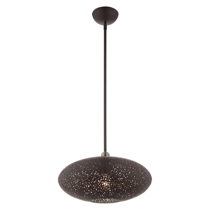 Livex Lighting 49184-07 One Light Pendant, Bronze w/ Antique Brasss