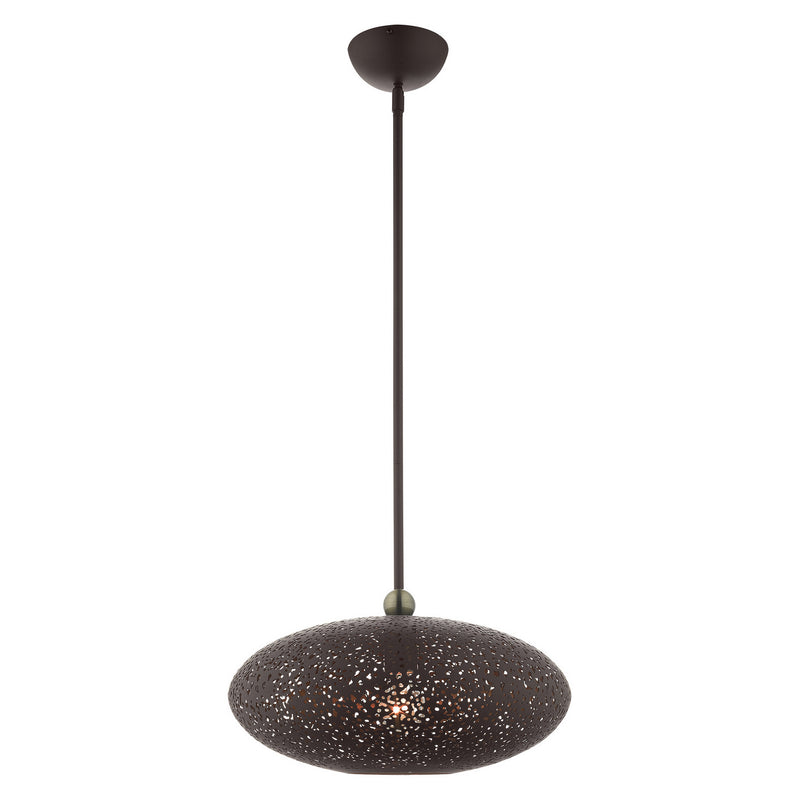 Livex Lighting 49184-07 One Light Pendant, Bronze w/ Antique Brasss