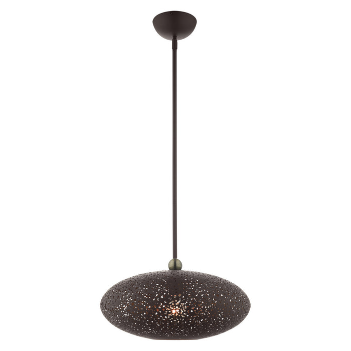 Livex Lighting 49184-07 One Light Pendant, Bronze w/ Antique Brasss