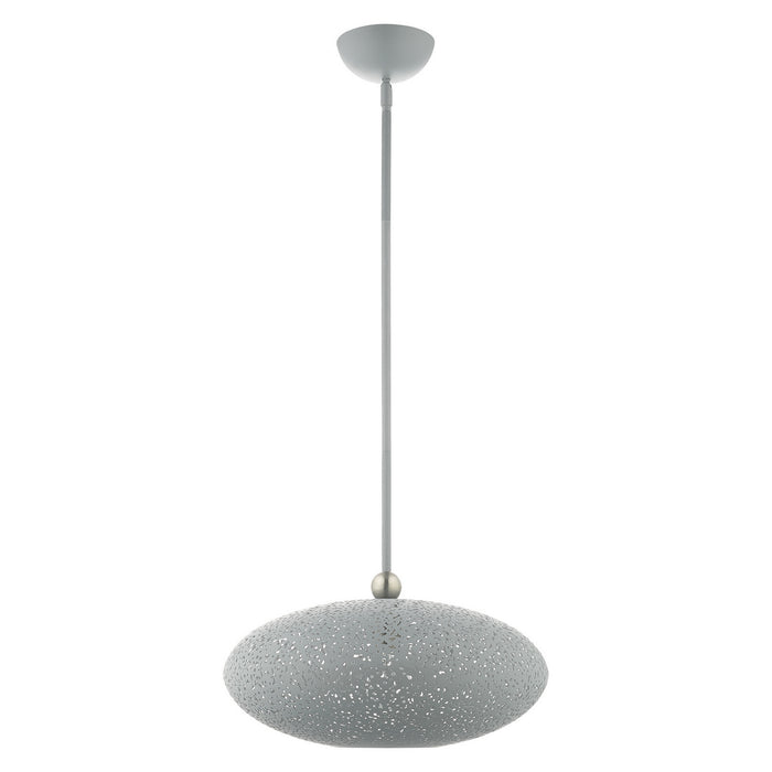 Livex Lighting 49184-80 One Light Pendant, Nordic Gray w/ Brushed Nickels