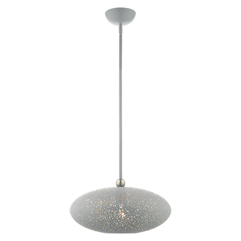 Livex Lighting 49184-80 One Light Pendant, Nordic Gray w/ Brushed Nickels