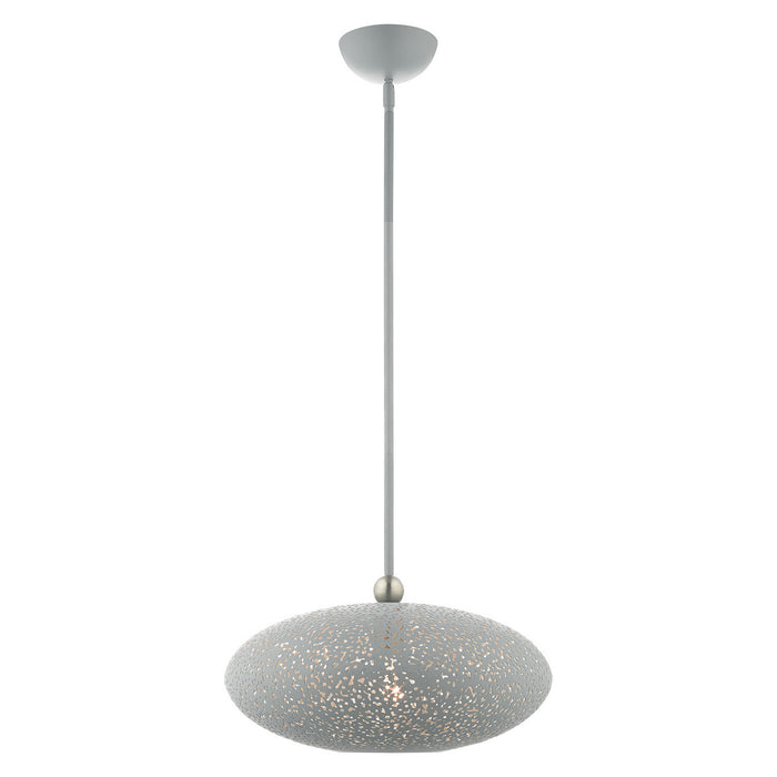 Livex Lighting 49184-80 One Light Pendant, Nordic Gray w/ Brushed Nickels
