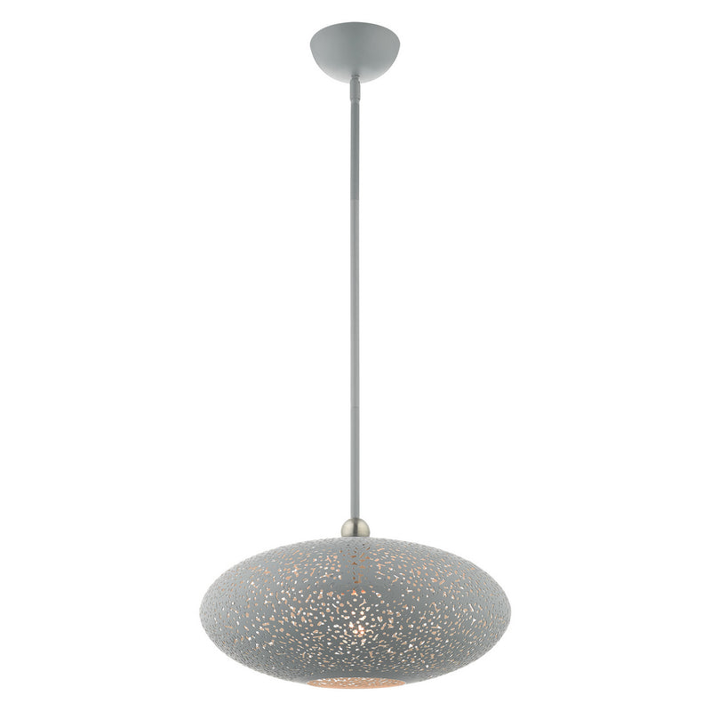 Livex Lighting 49184-80 One Light Pendant, Nordic Gray w/ Brushed Nickels