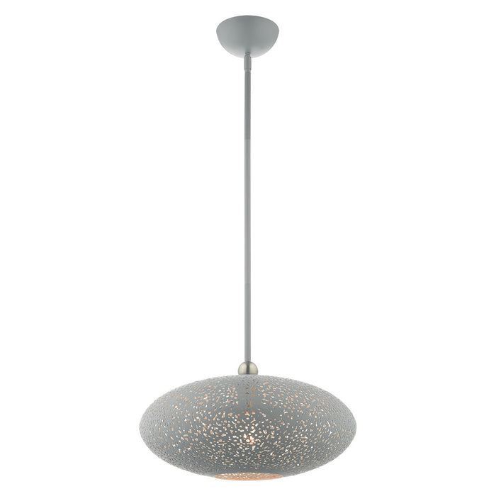 Livex Lighting 49184-80 One Light Pendant, Nordic Gray w/ Brushed Nickels