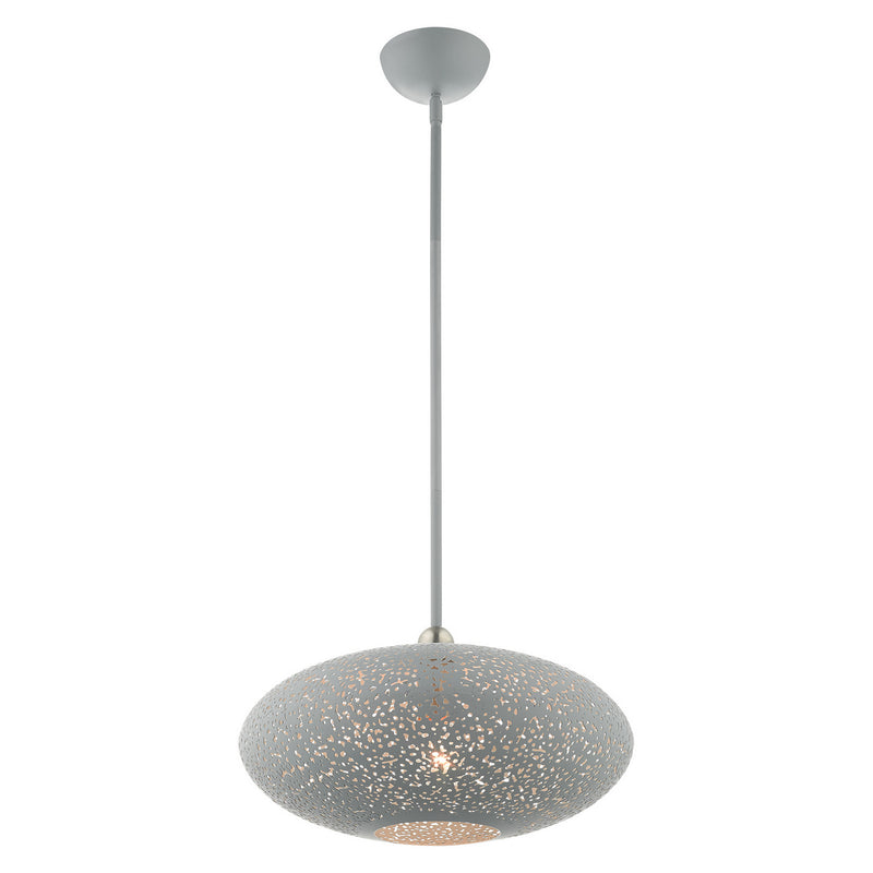 Livex Lighting 49184-80 One Light Pendant, Nordic Gray w/ Brushed Nickels