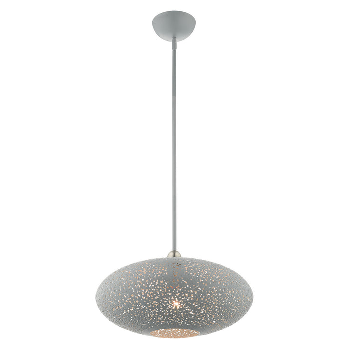 Livex Lighting 49184-80 One Light Pendant, Nordic Gray w/ Brushed Nickels