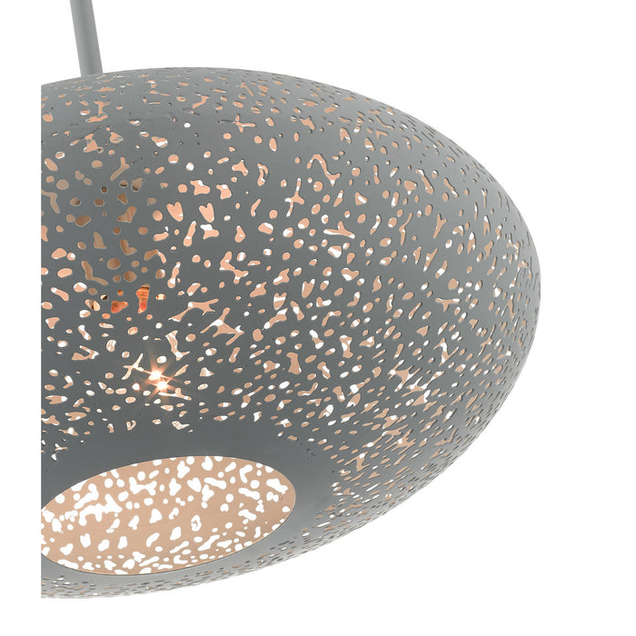 Livex Lighting 49184-80 One Light Pendant, Nordic Gray w/ Brushed Nickels