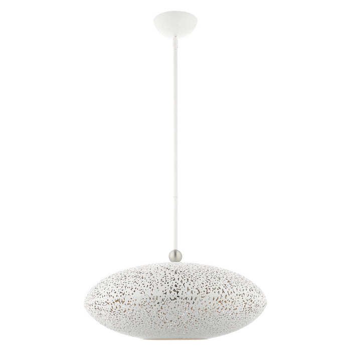 Livex Lighting 49185-03 Three Light Pendant, White w/ Brushed Nickels