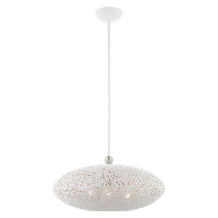 Livex Lighting 49185-03 Three Light Pendant, White w/ Brushed Nickels