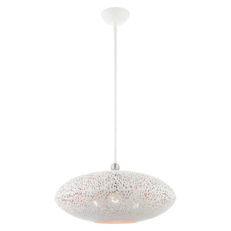 Livex Lighting 49185-03 Three Light Pendant, White w/ Brushed Nickels