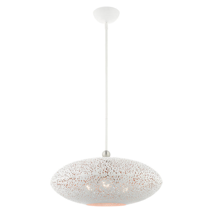 Livex Lighting 49185-03 Three Light Pendant, White w/ Brushed Nickels