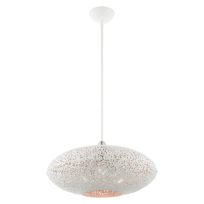 Livex Lighting 49185-03 Three Light Pendant, White w/ Brushed Nickels