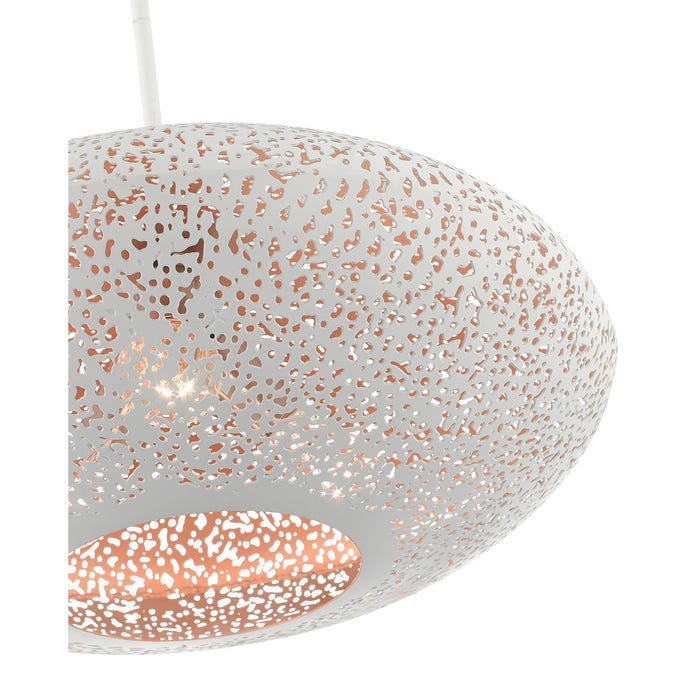 Livex Lighting 49185-03 Three Light Pendant, White w/ Brushed Nickels