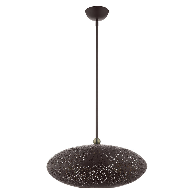Livex Lighting 49185-07 Three Light Pendant, Bronze w/ Antique Brasss