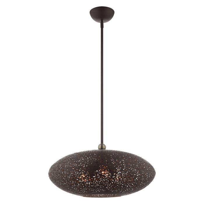 Livex Lighting 49185-07 Three Light Pendant, Bronze w/ Antique Brasss