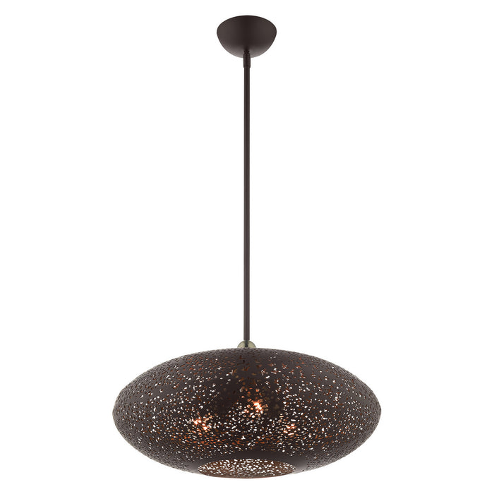 Livex Lighting 49185-07 Three Light Pendant, Bronze w/ Antique Brasss