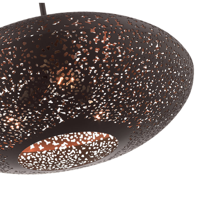 Livex Lighting 49185-07 Three Light Pendant, Bronze w/ Antique Brasss