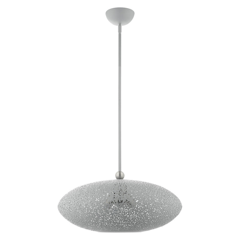 Livex Lighting 49185-80 Three Light Pendant, Nordic Gray w/ Brushed Nickels