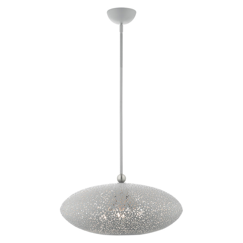 Livex Lighting 49185-80 Three Light Pendant, Nordic Gray w/ Brushed Nickels