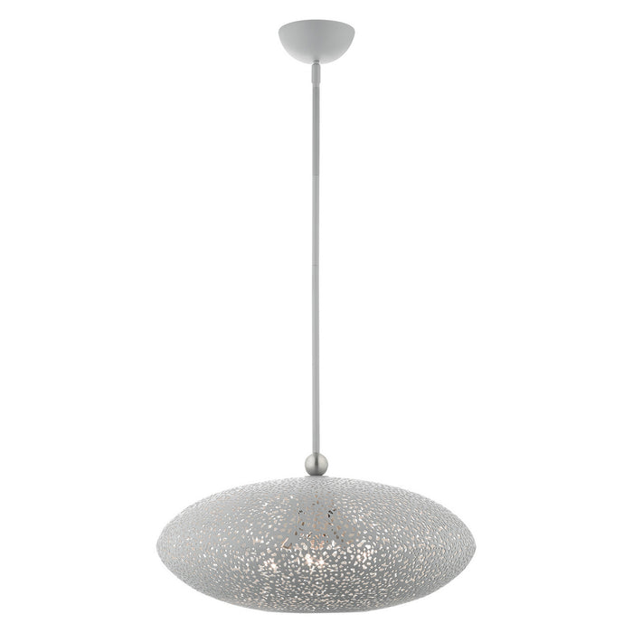 Livex Lighting 49185-80 Three Light Pendant, Nordic Gray w/ Brushed Nickels