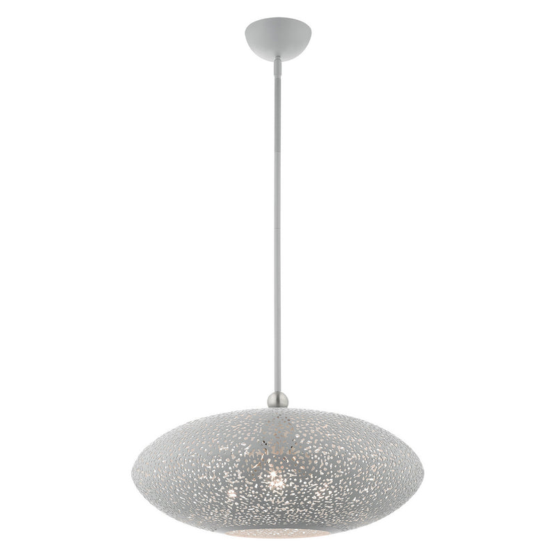 Livex Lighting 49185-80 Three Light Pendant, Nordic Gray w/ Brushed Nickels