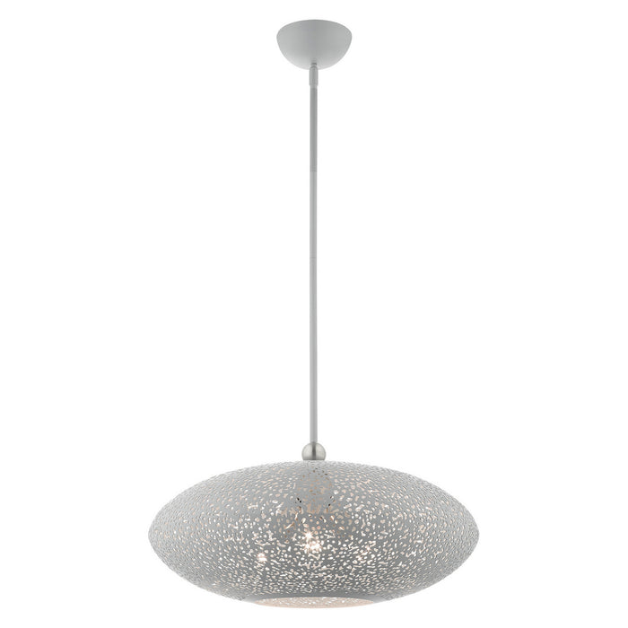 Livex Lighting 49185-80 Three Light Pendant, Nordic Gray w/ Brushed Nickels