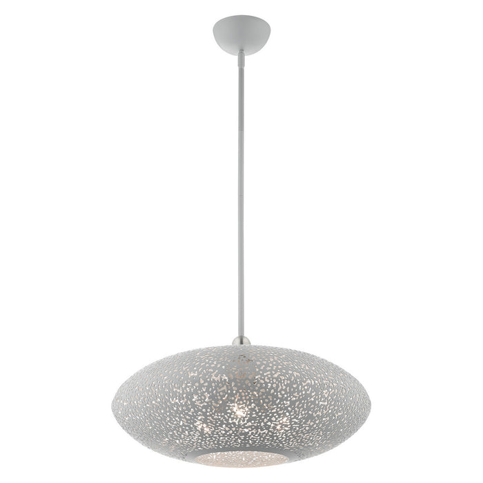 Livex Lighting 49185-80 Three Light Pendant, Nordic Gray w/ Brushed Nickels