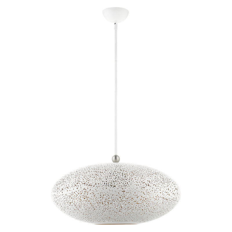 Livex Lighting 49186-03 Three Light Pendant, White w/ Brushed Nickels