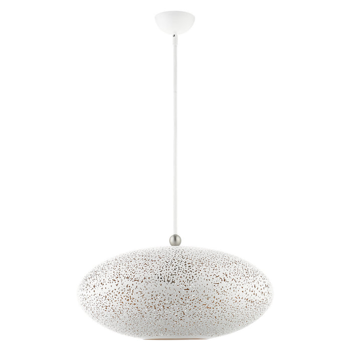 Livex Lighting 49186-03 Three Light Pendant, White w/ Brushed Nickels