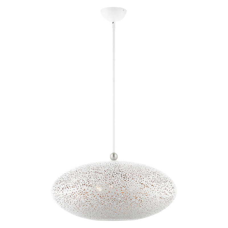 Livex Lighting 49186-03 Three Light Pendant, White w/ Brushed Nickels