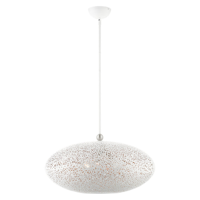 Livex Lighting 49186-03 Three Light Pendant, White w/ Brushed Nickels