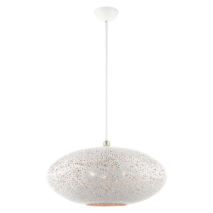 Livex Lighting 49186-03 Three Light Pendant, White w/ Brushed Nickels