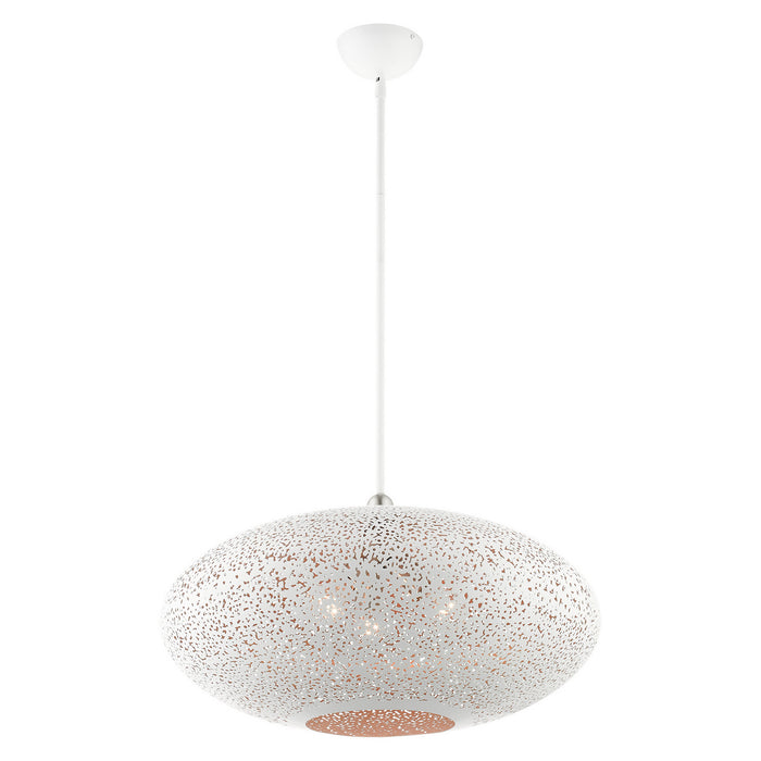 Livex Lighting 49186-03 Three Light Pendant, White w/ Brushed Nickels