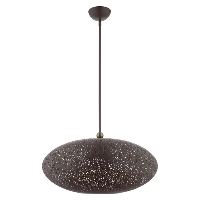 Livex Lighting 49186-07 Three Light Pendant, Bronze w/ Antique Brasss