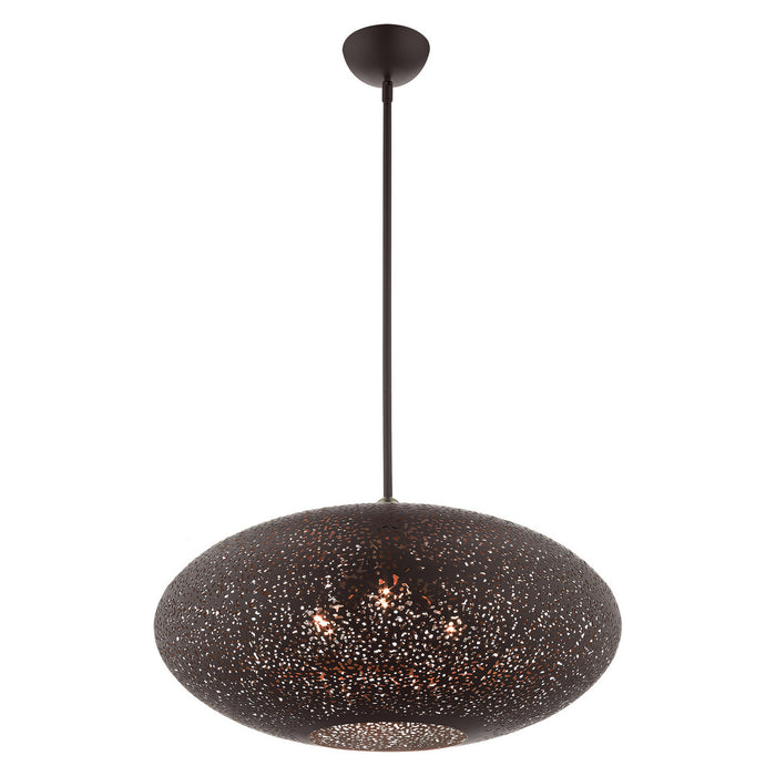 Livex Lighting 49186-07 Three Light Pendant, Bronze w/ Antique Brasss