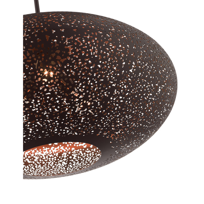 Livex Lighting 49186-07 Three Light Pendant, Bronze w/ Antique Brasss
