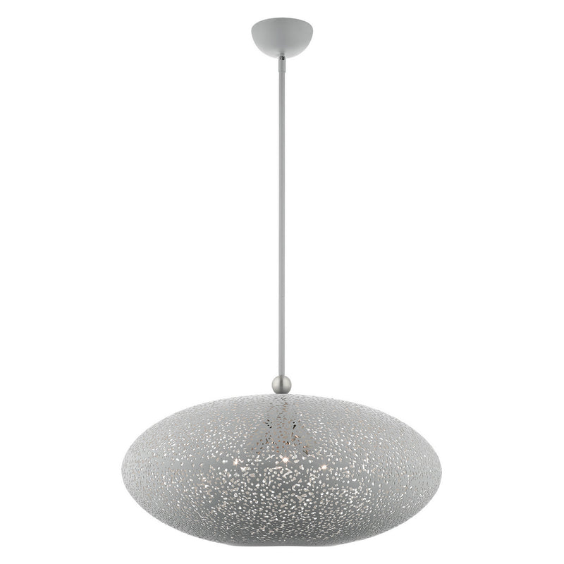 Livex Lighting 49186-80 Three Light Pendant, Nordic Gray w/ Brushed Nickels