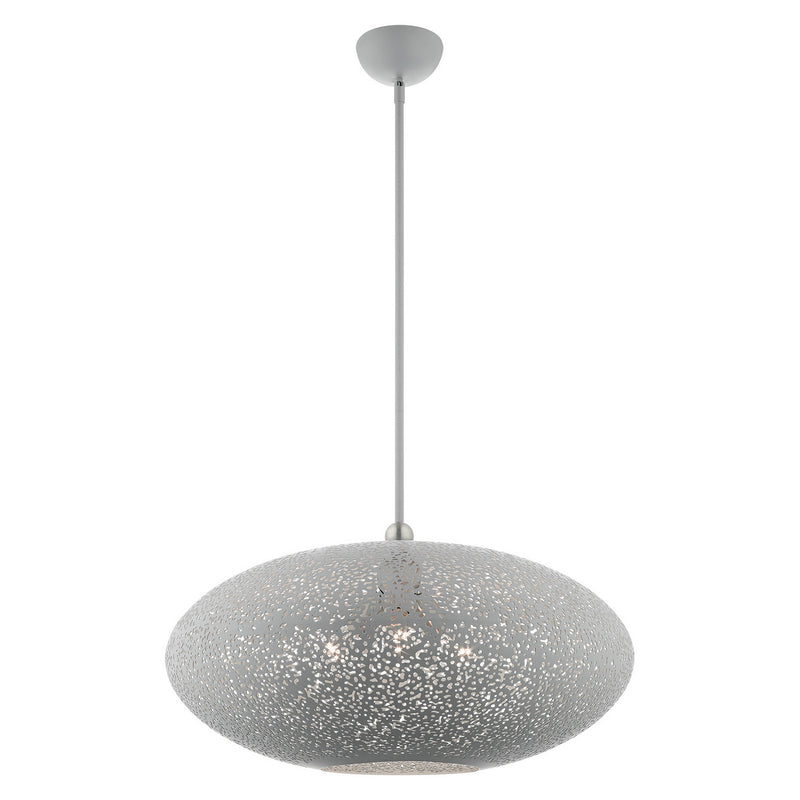 Livex Lighting 49186-80 Three Light Pendant, Nordic Gray w/ Brushed Nickels
