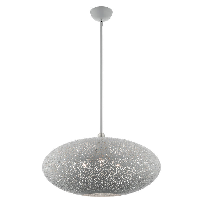 Livex Lighting 49186-80 Three Light Pendant, Nordic Gray w/ Brushed Nickels