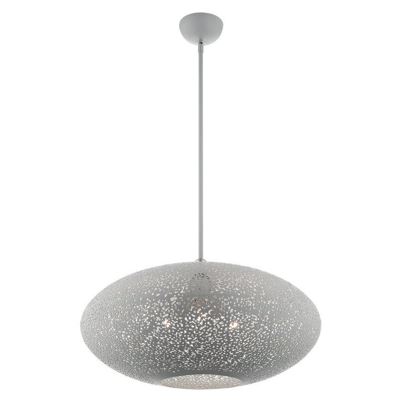 Livex Lighting 49186-80 Three Light Pendant, Nordic Gray w/ Brushed Nickels