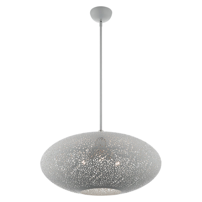 Livex Lighting 49186-80 Three Light Pendant, Nordic Gray w/ Brushed Nickels