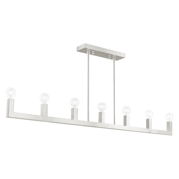 Livex Lighting 49209-91 Seven Light Linear Chandelier, Brushed Nickel