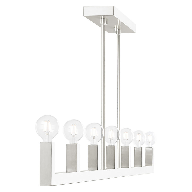 Livex Lighting 49209-91 Seven Light Linear Chandelier, Brushed Nickel