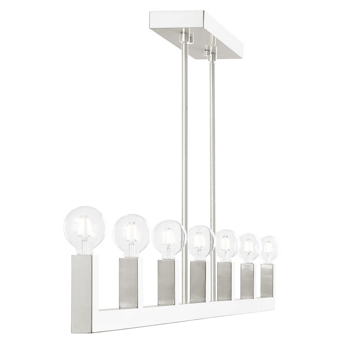 Livex Lighting 49209-91 Seven Light Linear Chandelier, Brushed Nickel