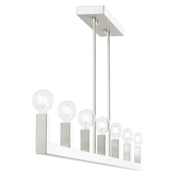 Livex Lighting 49209-91 Seven Light Linear Chandelier, Brushed Nickel