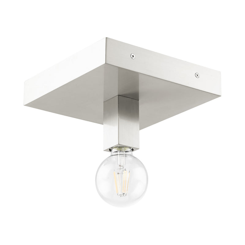 Livex Lighting 49210-91 One Light Flush Mount, Brushed Nickel