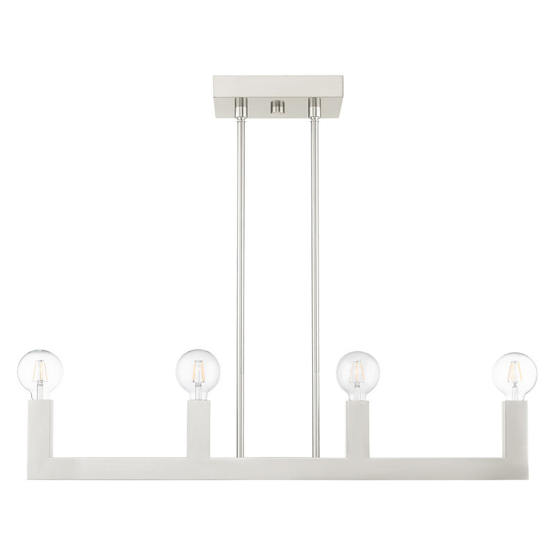Livex Lighting 49213-91 Four Light Linear Chandelier, Brushed Nickel