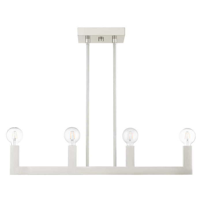 Livex Lighting 49213-91 Four Light Linear Chandelier, Brushed Nickel