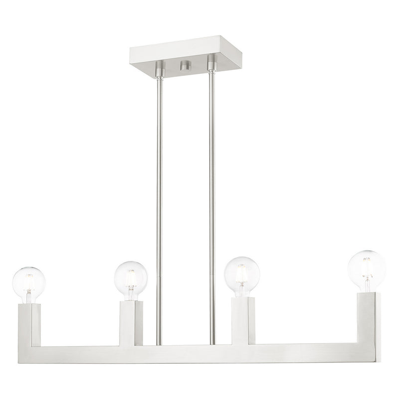 Livex Lighting 49213-91 Four Light Linear Chandelier, Brushed Nickel
