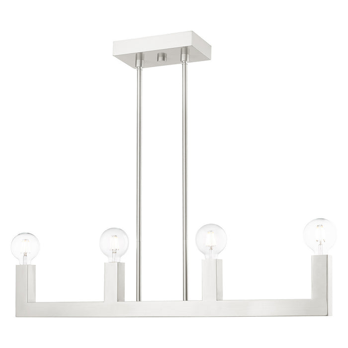 Livex Lighting 49213-91 Four Light Linear Chandelier, Brushed Nickel